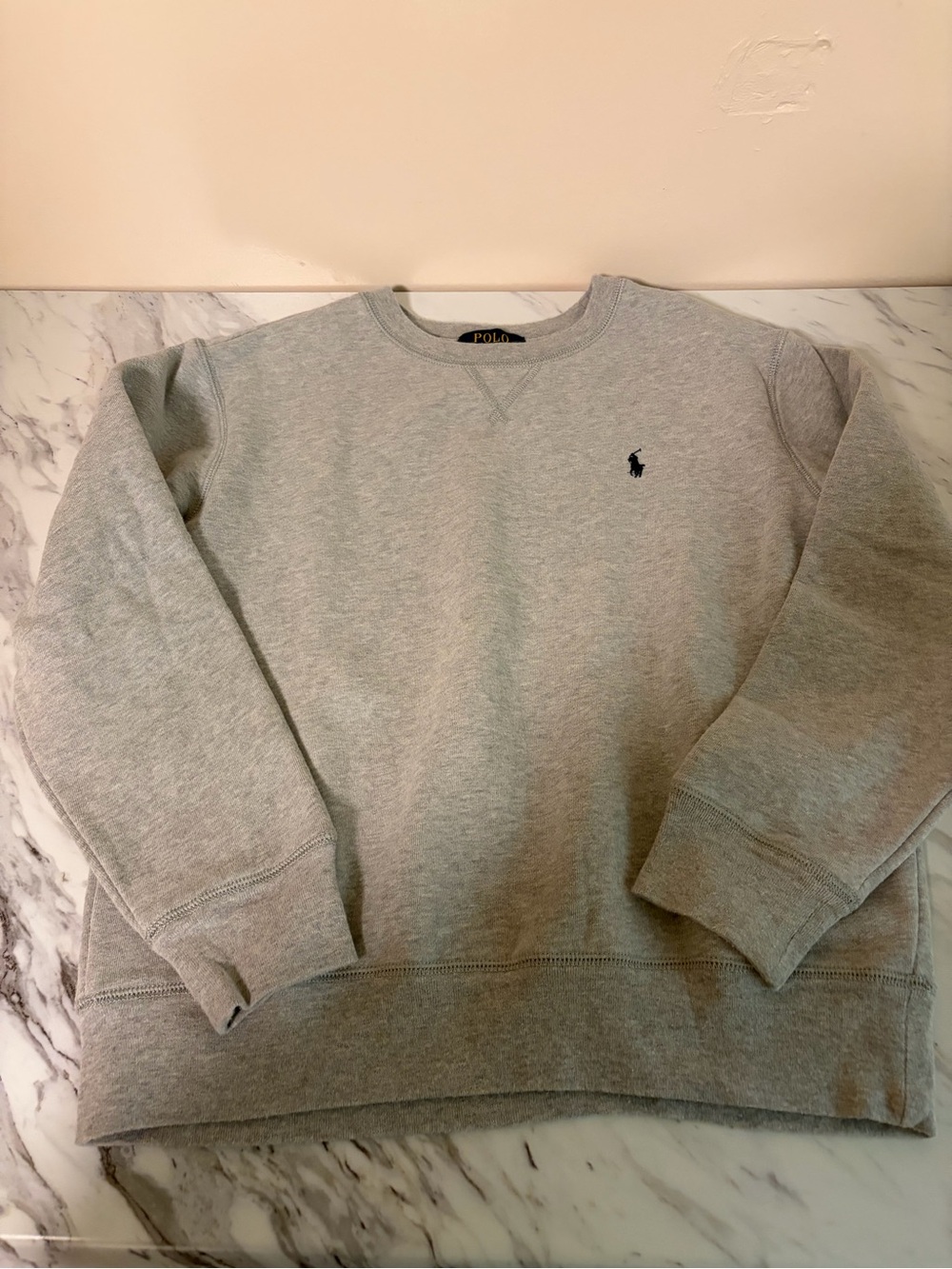 Ralph Lauren Boys Heather Gray Crewneck Sweatshirt
